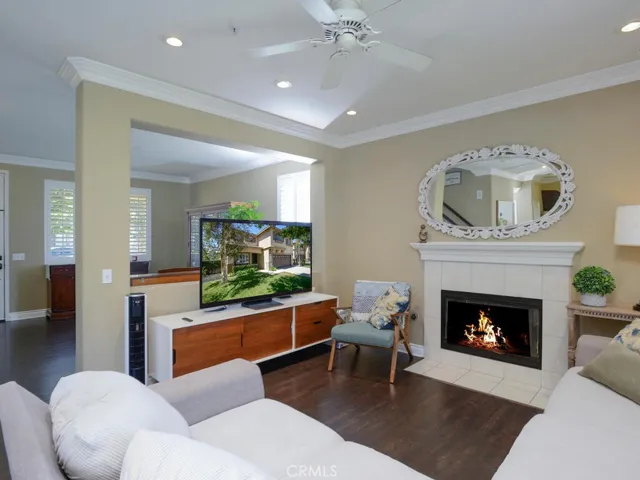 View of family room looking into living room