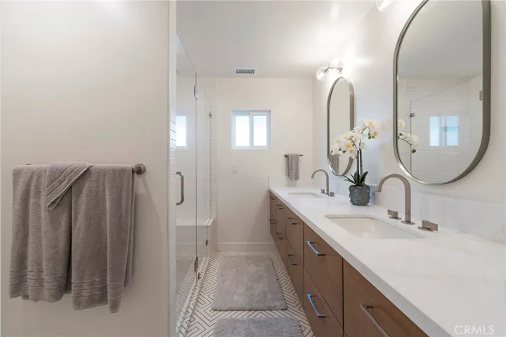 Primary Bathroom Double Sinks , heated floors