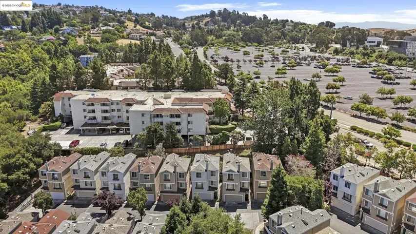 Bird's eye view of a mountainous background
