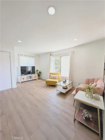 Open living room and kitchen area