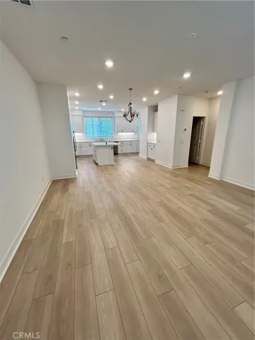 Family room view to kitchen