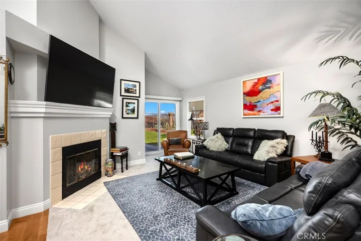 Living Room with double pane slider to backyard