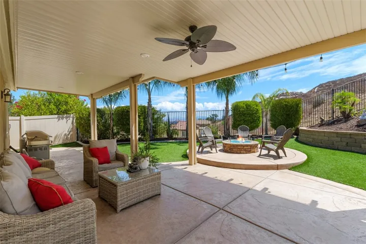 Patio area with view of Firepit