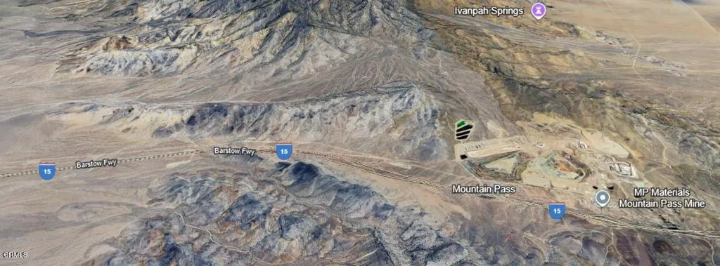 Aerial View Distance to MP Materials Mou