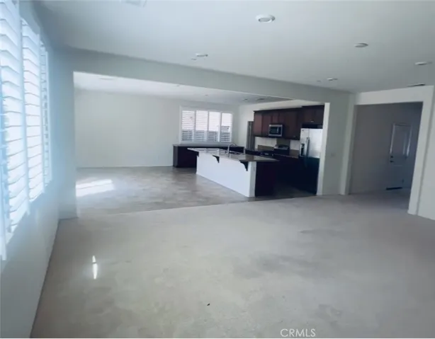 Kitchen, living room and dining room