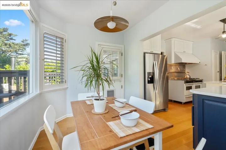 Dining room with light wood finished floors
