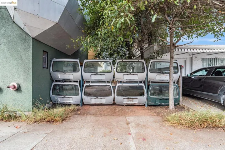 View of parking with washing machine and dryer