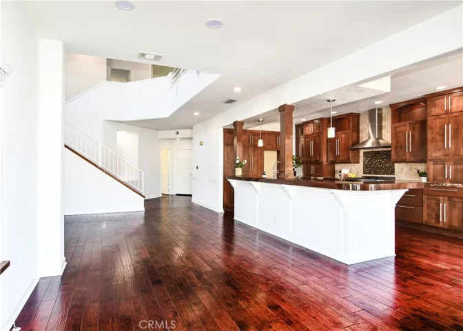 Dining room and living room open to kitchen