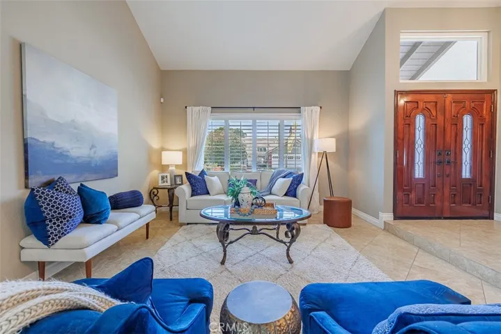 View into the living room from the formal dining area