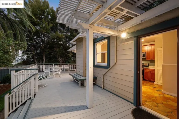 Wooden deck with outdoor dining area