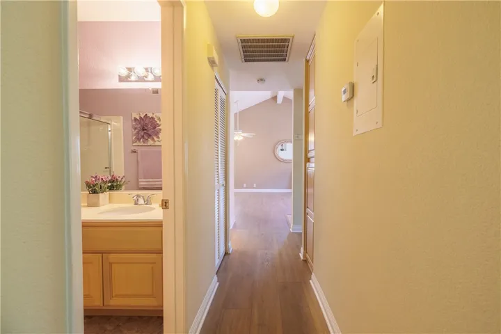 Hallway to Living Room and Kitchen