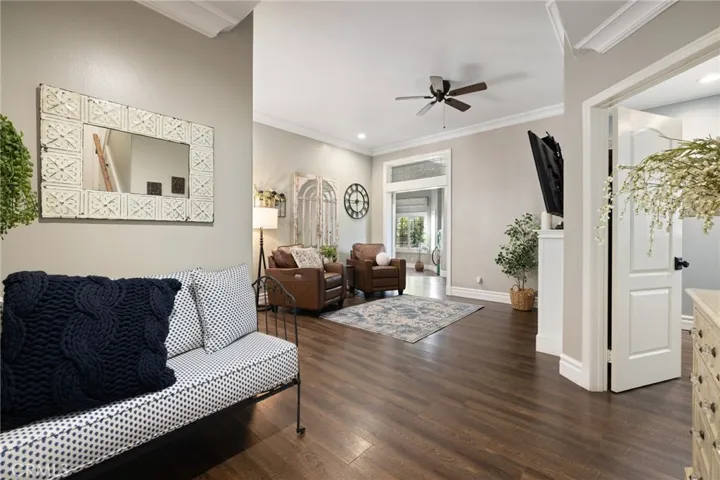 View from bottom of stairs and laundry room