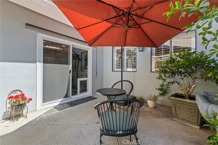 Outdoor seating area from kitchen dining nook