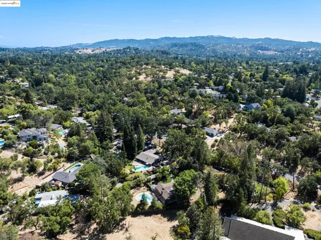 Drone / aerial view of a mountain backdrop