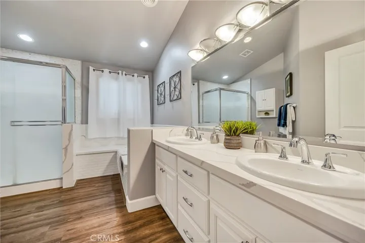 Primary bathroom with dual sinks