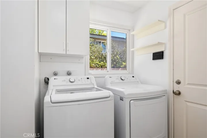 Laundry room with additional storage on opposite side