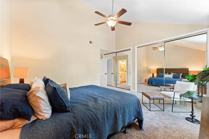 Cathedral Ceilings with Dual Closets.