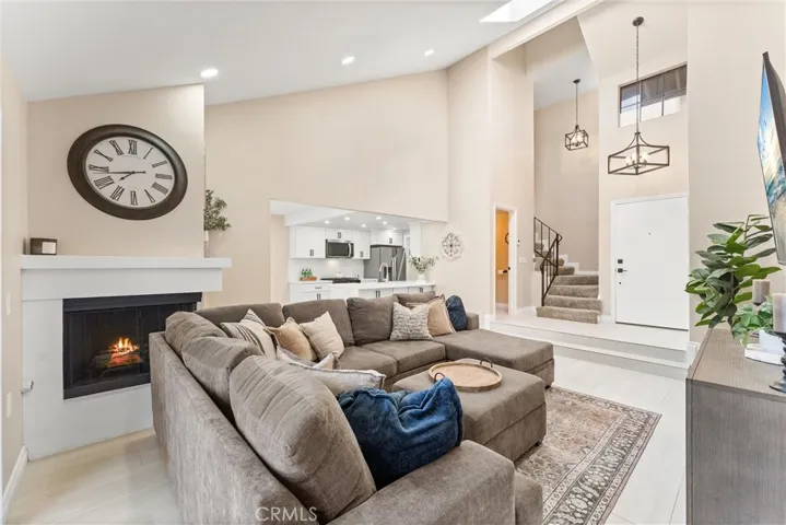 Cozy gas fireplace.