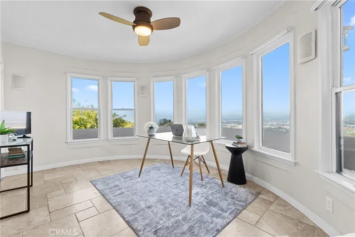 Bedroom #2 is highlighted by the stunning views from the large circular bedroom with commanding views of Southern California.