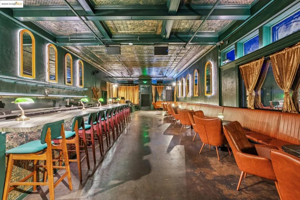 Community bar area featuring concrete flooring