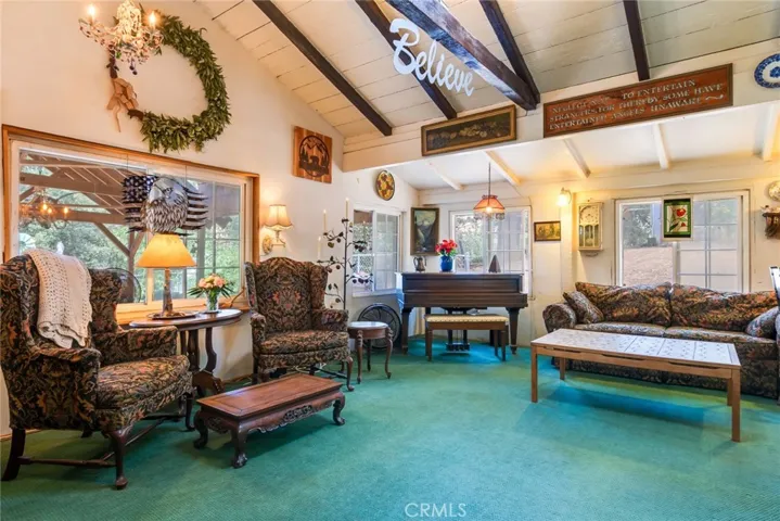 Living room with open beams