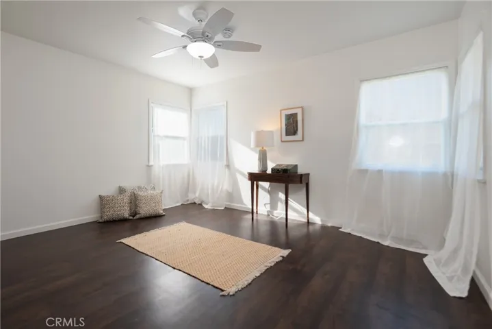 Spacious bedroom faces north