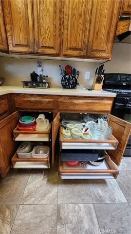 Pull out drawers in cabinets