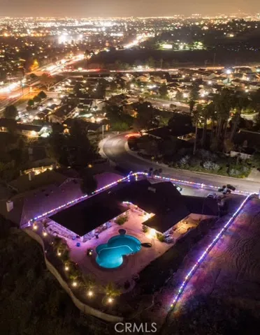 Drone shot of Christmas lights.