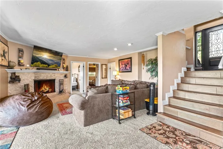 Downstairs Den with Fireplace.