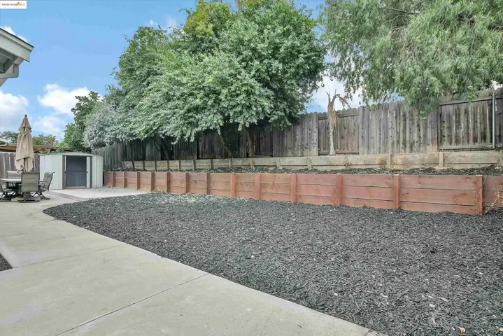 View of fenced backyard