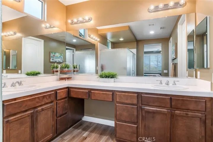 Beautiful, Spacious & Bright, The Primary Bathroom A Double-Sink Vanity Giant Mirrors