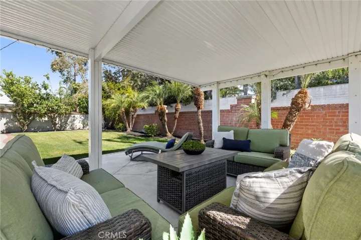 Welcoming backyard with entertaining space