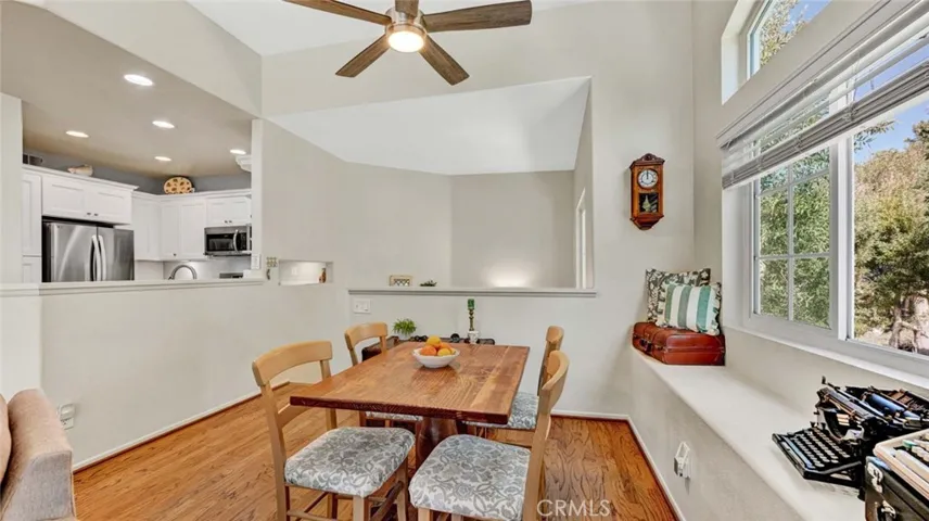 Dining area with window seat and peekaboo view