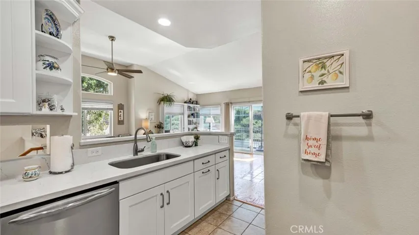 Kitchen opens to living area