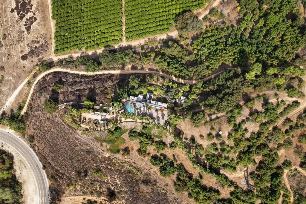 Paved road and long driveway to the estate home