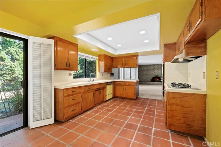 Galley kitchen with eating space