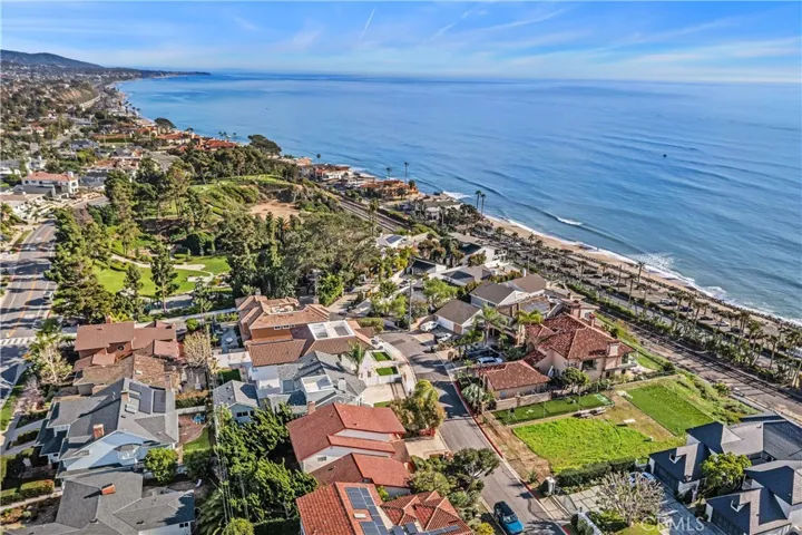 Drone view down the coast to San Clemente.