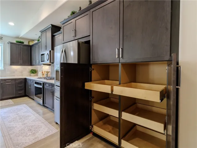 Pull out kitchen cabinets.