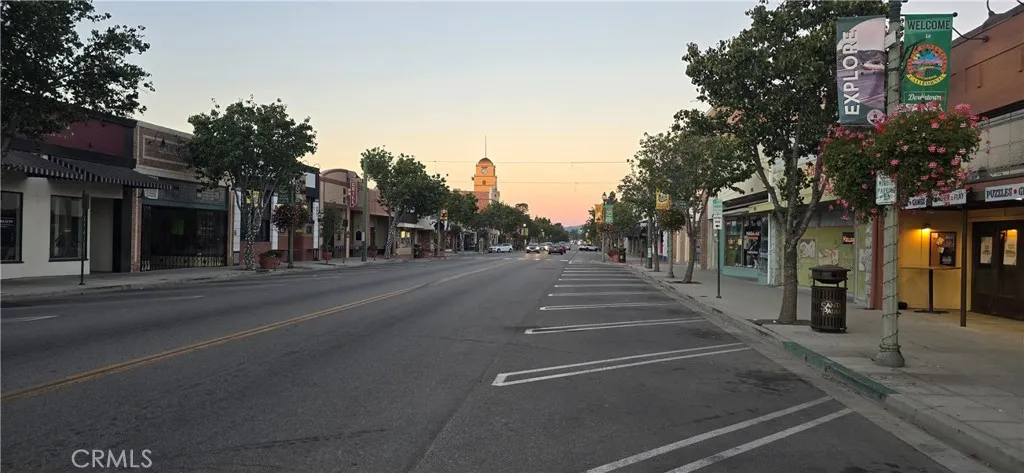 View West on Main Street
Street view looking west toward downtown Santa Paula, showing nearby businesses and community streetscape. Other buildings are not part of the listed property.