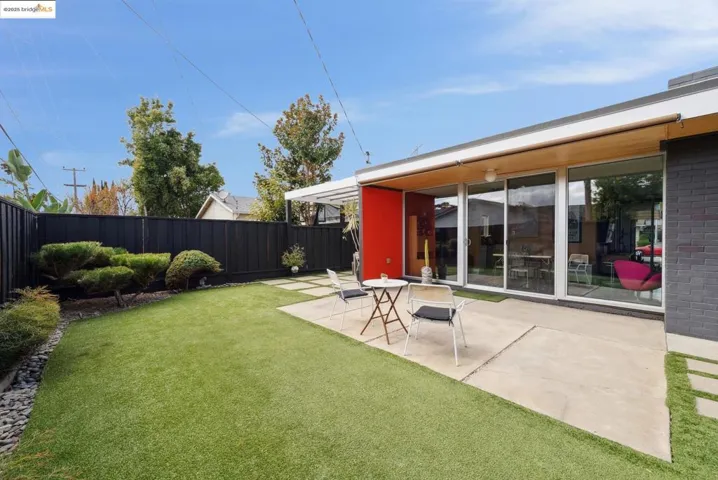 Fenced backyard featuring a patio area