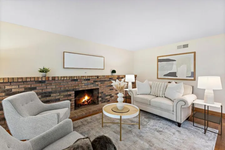 fireplace has been digitally enhanced; no fire was actually burning in original photo