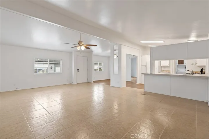 Natural light is brought in through the large windows.