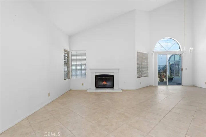 A gas fireplace in the living room.