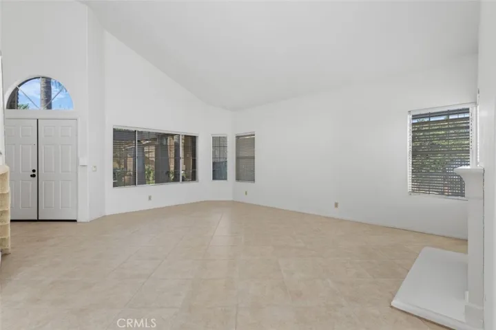 The front door, and the living room.