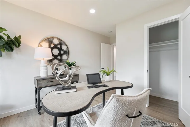 This bedroom can easily fit a queen bed and has a nice sized closet