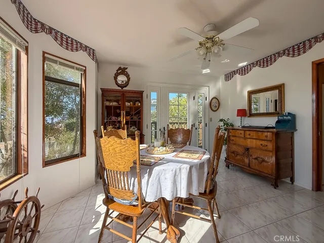 Dining Room with french doors to side deck