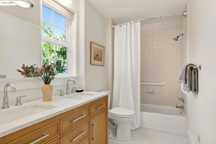 Lower level bathroom with double vanity
