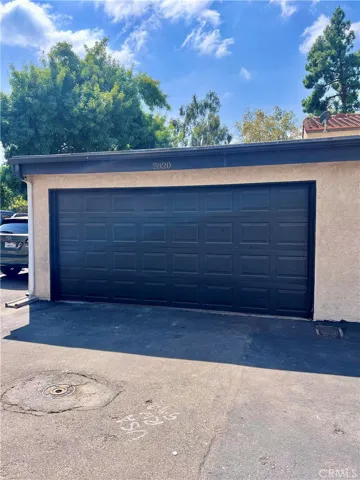 Double car garage with patio access
