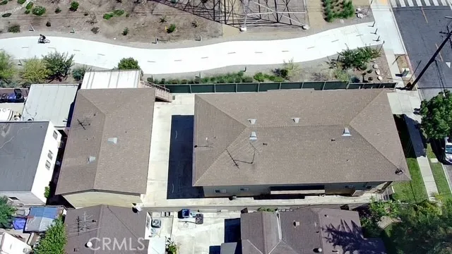 Aerial view of both buildings