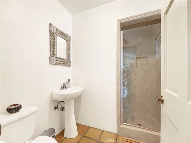 Bathroom adjacent to family room